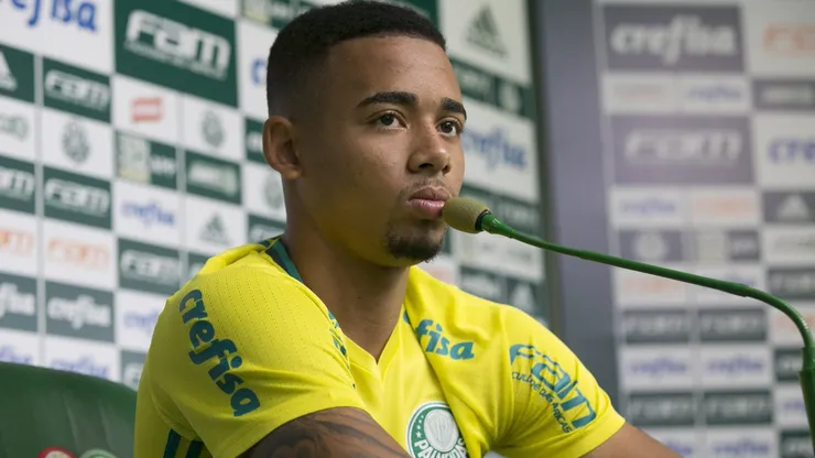 Atacante Gabriel Jesus durante coletiva de imprensa do Palmeiras no CT Academia de Futebol - Barra Funda.