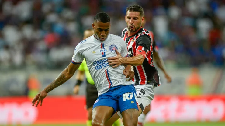 Jean Lucas jogador do Bahia durante partida contra o São Paulo no estádio Fonte Nova pelo campeonato Brasileiro A 2024. Foto: Jhony Pinho/AGIF