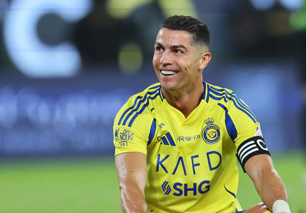 RIYADH, SAUDI ARABIA – MAY 07: Cristiano Ronaldo of Al Nassr reacts during the Saudi Pro League match between Al Nassr and Al Ittihad at Al-Awwal Park on May 07, 2025 in Riyadh, Saudi Arabia. (Photo by Abdullah Ahmed/Getty Images)
