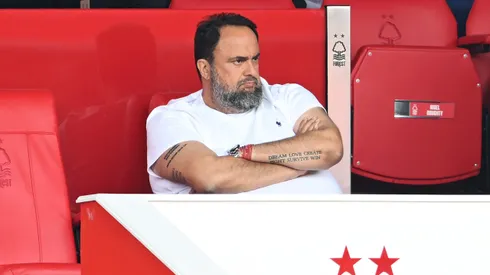 NOTTINGHAM, ENGLAND – AUGUST 17: Evangelos Marinakis, Owner of Nottingham Forest, looks on during the Premier League match between Nottingham Forest FC and AFC Bournemouth at City Ground on August 17, 2024 in Nottingham, England. (Photo by Michael Regan/Getty Images)