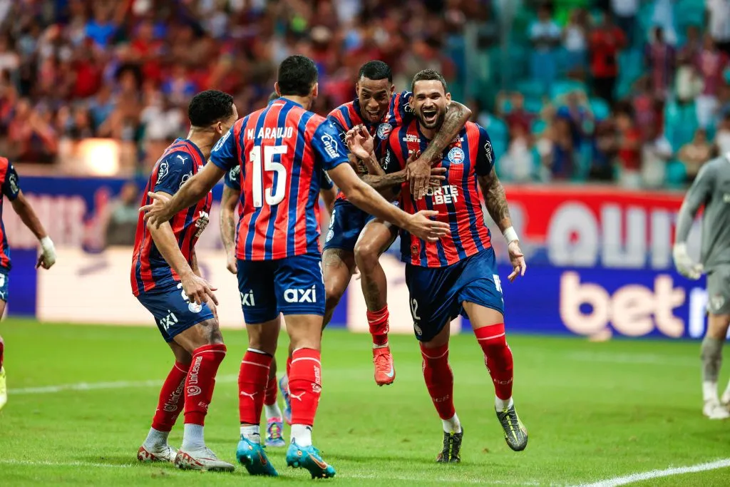 Time do Bahia comemora gol de Willian José (Imagem: Rafael Rodrigues/EC Bahia)