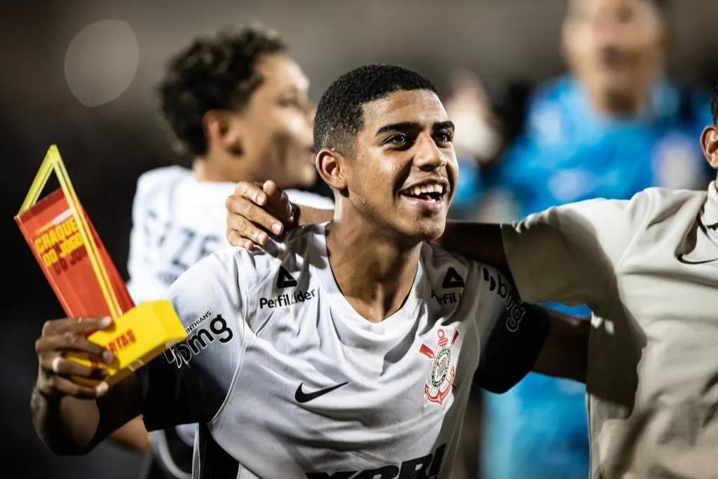 SP – SANTO ANDRE – 19/01/2025 – COPA SAO PAULO 2025, CORINTHIANS X VASCO – Gui Negao jogador do Corinthians comemora seu gol durante partida contra o Vasco no estadio Bruno Jose Daniel pelo campeonato Copa Sao Paulo 2025. Foto: Abner Dourado/AGIF