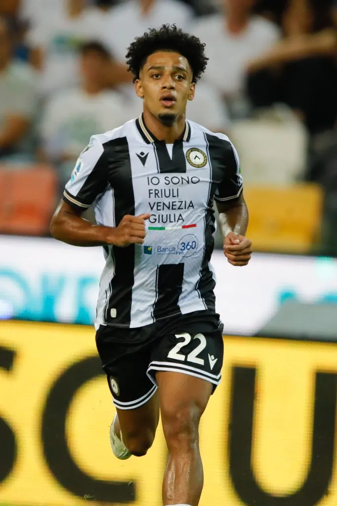 UDINE, ITALY – SEPTEMBER 01: Brenner of Udinese in action during the Serie A match between Udinese and Como at Stadio Friuli on September 01, 2024 in Udine, Italy. (Photo by Timothy Rogers/Getty Images)
