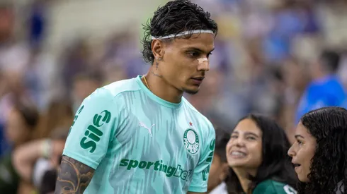 Richard Rios jogador do Palmeiras durante partida contra o Fortaleza no estadio Arena Castelao pelo campeonato Brasileiro A 2025.