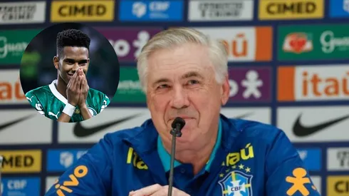 Ancelotti elogia Estêvão. Foto: AGIF e @rafaelribeirorio I CBF