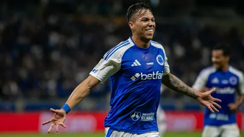 Kaio Jorge jogador do Cruzeiro comemora seu gol durante partida contra o Vila Nova-GO no estadio Mineirao pelo campeonato Copa Do Brasil 2025.