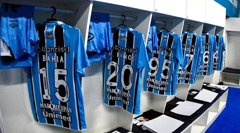 Vestiário do Grêmio antes de partida da equipe gaúcha (Reprodução/Staff Images/CBF)