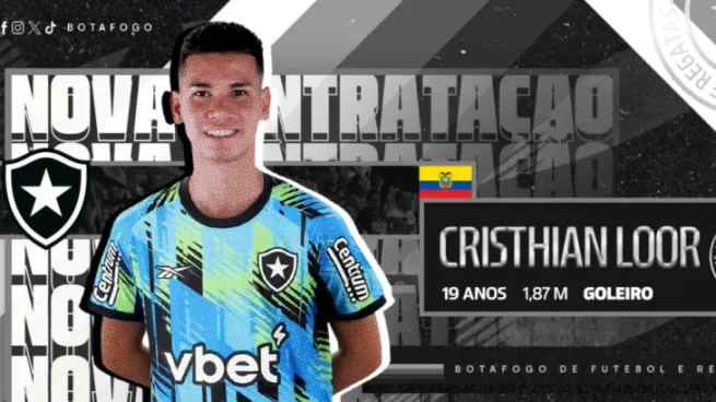 Christian Loor, novo reforço do Botafogo: Foto: Instagram Botafogo