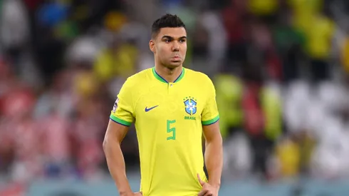 AL RAYYAN, QATAR – DECEMBER 09: Casemiro of Brazil reacts after the loss in the penalty shootout during the FIFA World Cup Qatar 2022 quarter final match between Croatia and Brazil at Education City Stadium on December 09, 2022 in Al Rayyan, Qatar. (Photo by Laurence Griffiths/Getty Images)