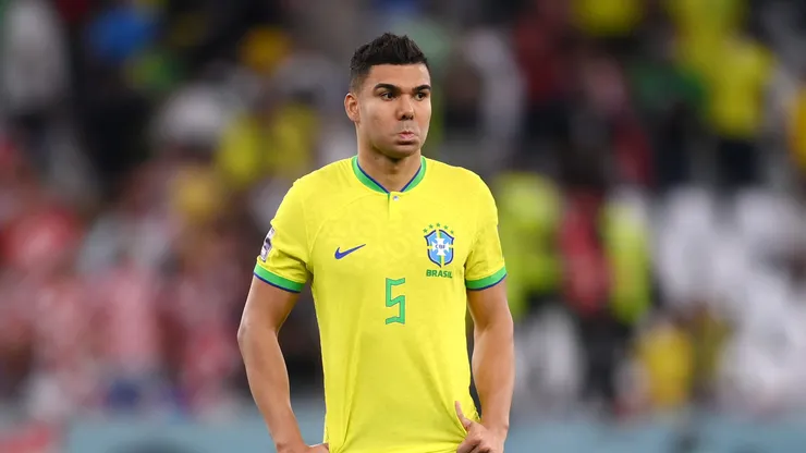 AL RAYYAN, QATAR - DECEMBER 09: Casemiro of Brazil reacts after the loss in the penalty shootout during the FIFA World Cup Qatar 2022 quarter final match between Croatia and Brazil at Education City Stadium on December 09, 2022 in Al Rayyan, Qatar. (Photo by Laurence Griffiths/Getty Images)