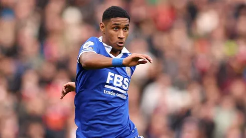 MANCHESTER, ENGLAND – FEBRUARY 19: Tetê of Leicester during the Premier League match between Manchester United and Leicester City at Old Trafford on February 19, 2023 in Manchester, England. (Photo by Richard Heathcote/Getty Images)