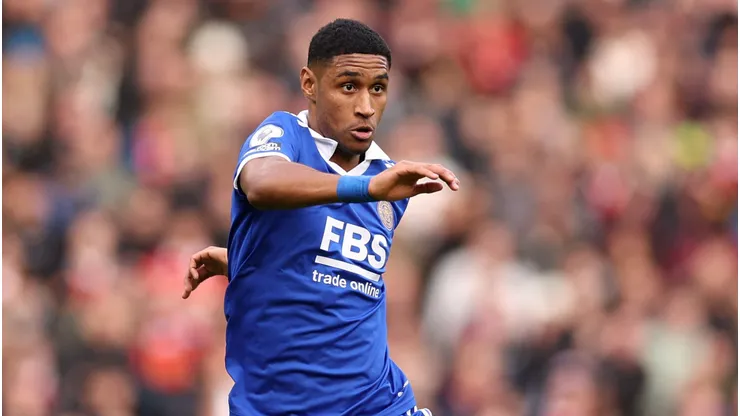 MANCHESTER, ENGLAND - FEBRUARY 19: Tetê of Leicester during the Premier League match between Manchester United and Leicester City at Old Trafford on February 19, 2023 in Manchester, England. (Photo by Richard Heathcote/Getty Images)