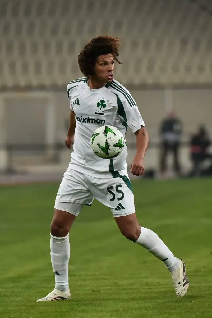 ATHENS, GREECE – DECEMBER 19: Willian Arão of Panathinaikos FC  run with a ball during the UEFA Conference League 2024/25 League Phase MD6 match between Panathinaikos FC and FC Dinamo-Minsk at  on December 19, 2024 in Athens, Greece. (Photo by Milos Bicanski/Getty Images)