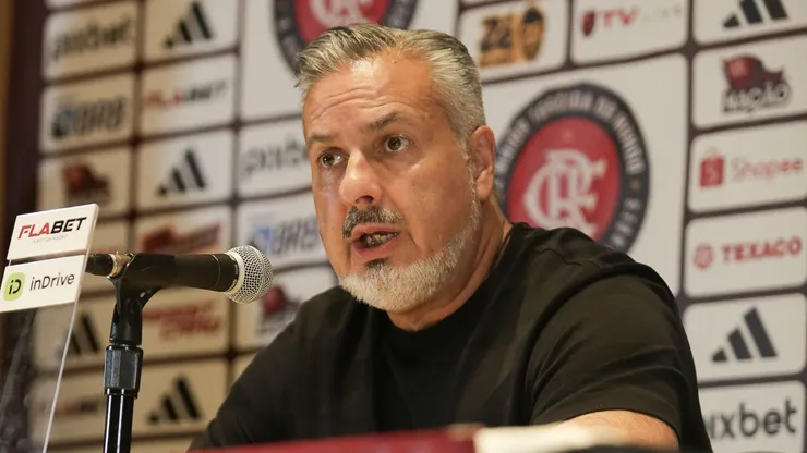 José Boto, dirigente do Flamengo, em coletiva (Imagem: Gilvan de Souza/Flamengo)