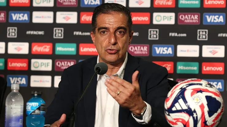 PASADENA, CALIFORNIA - JUNE 18: Botafogo head coach Renato Paiva faces the media during the Press Conference ahead of their FIFA Club World Cup 2025 match against Paris Saint Germain at Rose Bowl Stadium on June 18, 2025 in Pasadena, California. (Photo by Stu Forster/Getty Images)