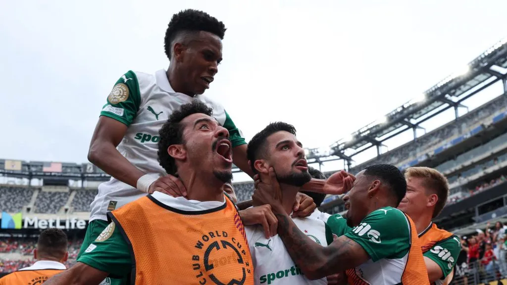 Jogadores do Verdão comemorando gol pelo Mundial de Clubes (Foto: Cesar Greco/Palmeiras/by Canon)