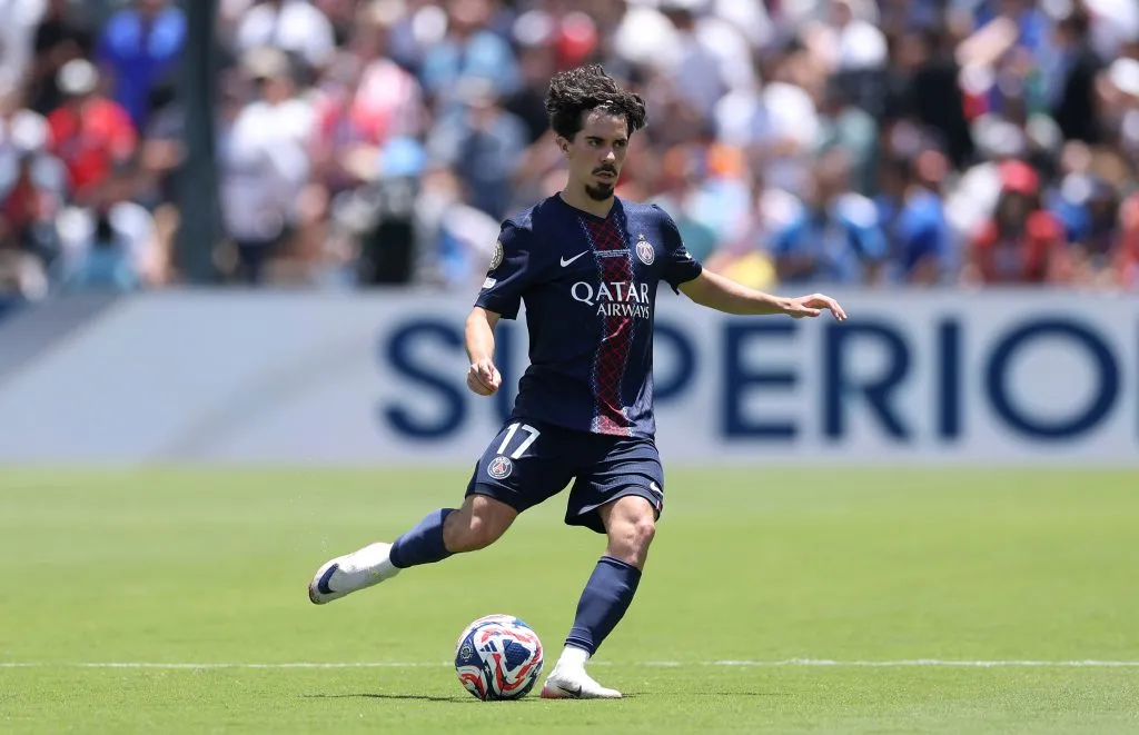 PASADENA, CALIFORNIA – JUNE 15: Vitinha of Paris Saint-Germain in action during the FIFA Club World Cup 2025 group B match between Paris Saint-Germain FC and Club Atletico de Madrid at Rose Bowl Stadium on June 15, 2025 in Pasadena, California. (Photo by Stu Forster/Getty Images)