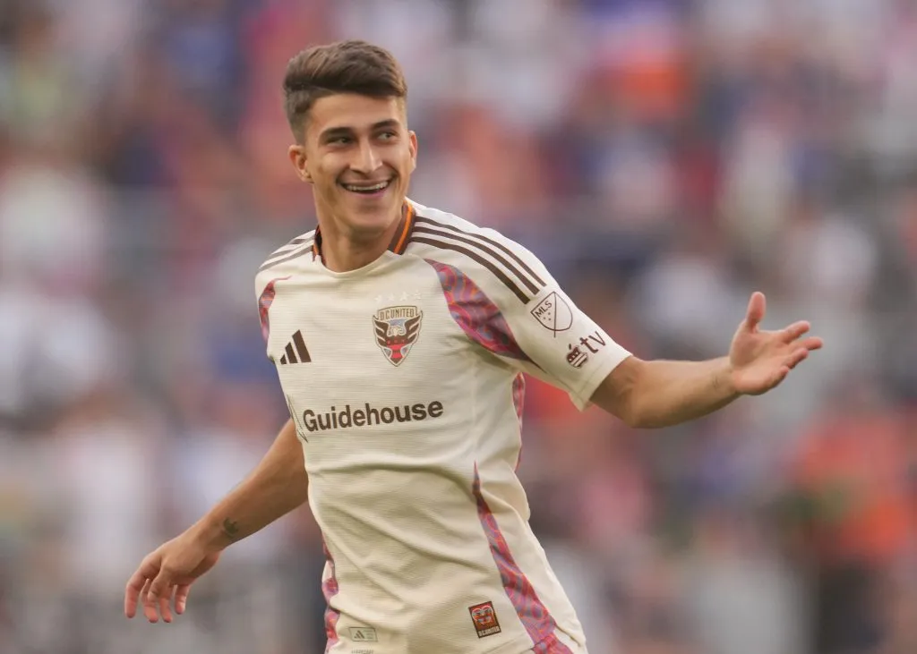 CINCINNATI, OHIO – MAY 31: Gabriel Pirani #10 of D.C. United reacts after scoring during the first half of an MLS soccer match against FC Cincinnati at TQL Stadium on May 31, 2025 in Cincinnati, Ohio. (Photo by Jeff Dean/Getty Images)