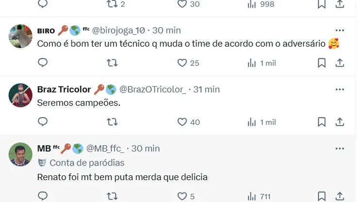 Reação da torcida tricolor