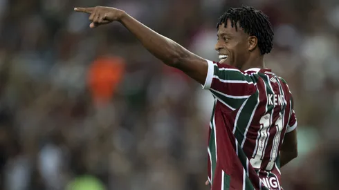 RJ – RIO DE JANEIRO – 14/05/2025 – COPA SUL-AMERICANA 2025, FLUMINENSE X UNION ESPANOLA – Keno jogador do Fluminense comemora seu gol durante partida contra o Union Espanola no estadio Maracana pelo campeonato Copa Sul-americana 2025. Foto: Jorge Rodrigues/AGIF