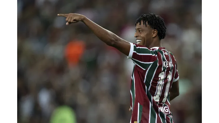 RJ - RIO DE JANEIRO - 14/05/2025 - COPA SUL-AMERICANA 2025, FLUMINENSE X UNION ESPANOLA - Keno jogador do Fluminense comemora seu gol durante partida contra o Union Espanola no estadio Maracana pelo campeonato Copa Sul-americana 2025. Foto: Jorge Rodrigues/AGIF