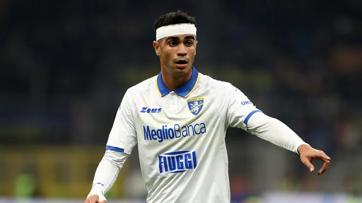 MILAN, ITALY - NOVEMBER 12: Reinier of Frosinone Calcio gestures during the Serie A TIM match between FC Internazionale and Frosinone Calcio at Stadio Giuseppe Meazza on November 12, 2023 in Milan, Italy. (Photo by Marco Luzzani/Getty Images)