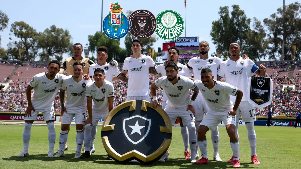 Equipe do Botafogo antes de jogo contra o Atlético de Madrid. (Photo by Stu Forster/Getty Images)