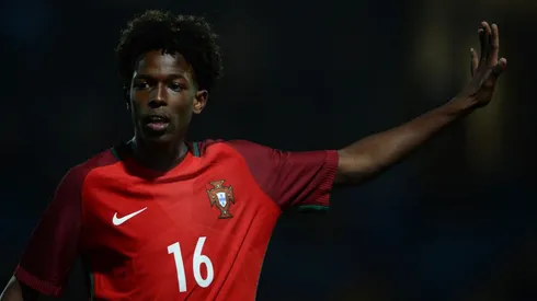 CHESTERFIELD, ENGLAND – NOVEMBER 08: Alexandre Felix Correia Sanches Andrade of Portugal 17s in action during the International Match between England U17 and Portugal U17 at Proact Stadium on November 8, 2017 in Chesterfield, England. (Photo by Nathan Stirk/Getty Images)
