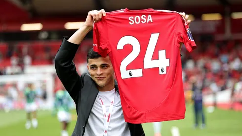 Nottingham Forest new signing Ramon Sosa is introduced to the crow during the Premier League match between Nottingham Forest FC and AFC Bournemouth at City Ground on August 17, 2024 in Nottingham, England. (Photo by David Rogers/Getty Images)