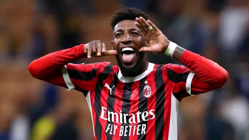 MILAN, ITALY – SEPTEMBER 22: Emerson Royal of AC Milan reacts during the Serie A match between FC Internazionale and AC Milan at Stadio Giuseppe Meazza on September 22, 2024 in Milan, Italy. (Photo by Marco Luzzani/Getty Images)