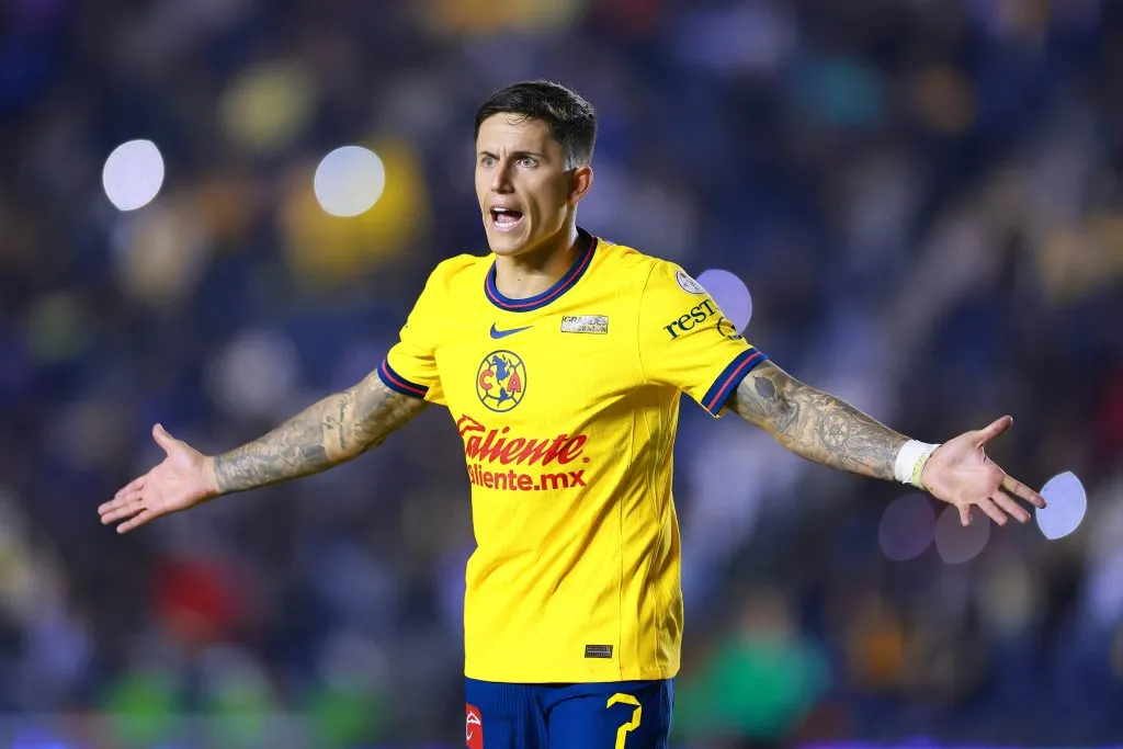 MEXICO CITY, MEXICO – OCTOBER 27: Brian Rodriguez of America gestures during the 14th round match between America and Monterrey as part of Torneo Apertura 2024 Liga MX at Estadio Ciudad de los Deportes on October 27, 2024 in Mexico City, Mexico. (Photo by Hector Vivas/Getty Images)
