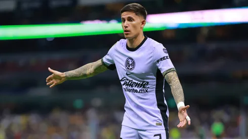 Brian Rodriguez of America reacts during the 11th round match between America and Tigres UANL as part of the Torneo Clausura 2024 Liga MX at Azteca Stadium on March 09, 2024 in Mexico City, Mexico.