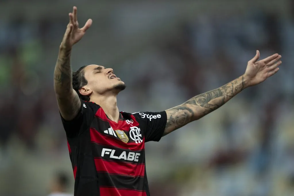 RJ – RIO DE JANEIRO – 21/05/2025 – COPA DO BRASIL 2025, FLAMENGO X BOTAFOGO-PB – Pedro jogador do Flamengo comemora seu gol durante partida contra o Botafogo-PB no estadio Maracana pelo campeonato Copa Do Brasil 2025. Foto: Jorge Rodrigues/AGIF