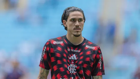 Pedro jogador do Flamengo durante partida contra o Gremio no estadio Arena do Gremio pelo campeonato Brasileiro A 2025.