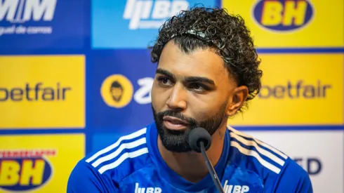 Gabigol durante sua apresentacao oficial como jogador do Cruzeiro em coletiva de imprensa realizada no Mineirao.