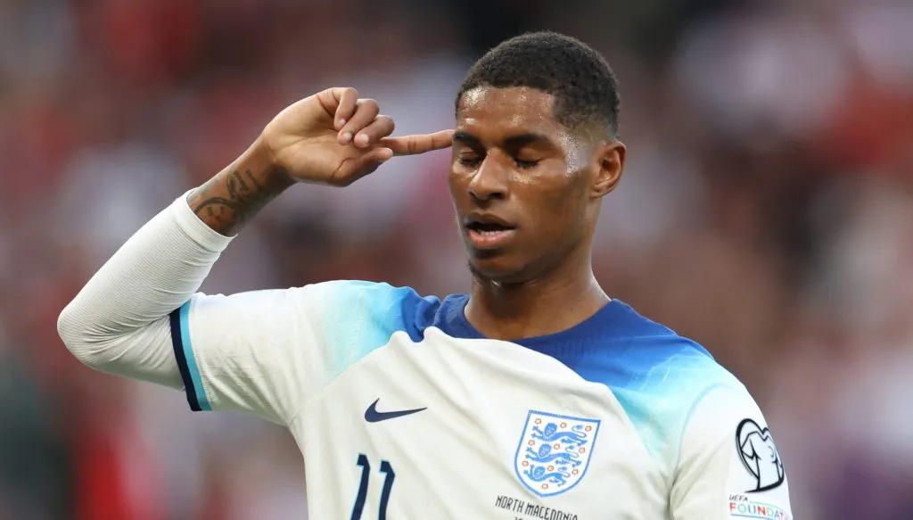 Rashford em partida pela seleção da Inglaterra. (Photo by Catherine Ivill/Getty Images)