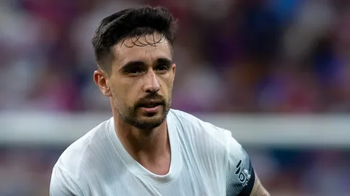 Igor Coronado comemorando gol contra o Fortaleza na Sul-Americana 2024.