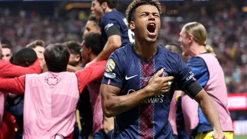 Doué comemorando classificação contra o Bayern no Mundial de Clubes.