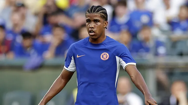 PHILADELPHIA, PENNSYLVANIA - JULY 22: Andrey Santos #39 of Chelsea in action during a pre season friendly match against the Brighton & Hove Albion on July 22, 2023 in Philadelphia, Pennsylvania. (Photo by Adam Hunger/Getty Images)
