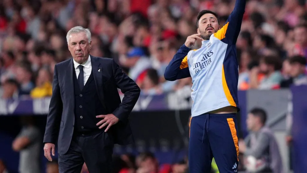 Carlo e Davide Ancelotti quando atuavam pelo Real Madrid. (Photo by Gonzalo Arroyo Moreno/Getty Images)