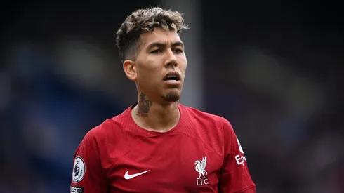 Roberto Firmino of Liverpool looks on during the Premier League match between Everton FC and Liverpool FC at Goodison Park on September 03, 2022 in Liverpool, England.
