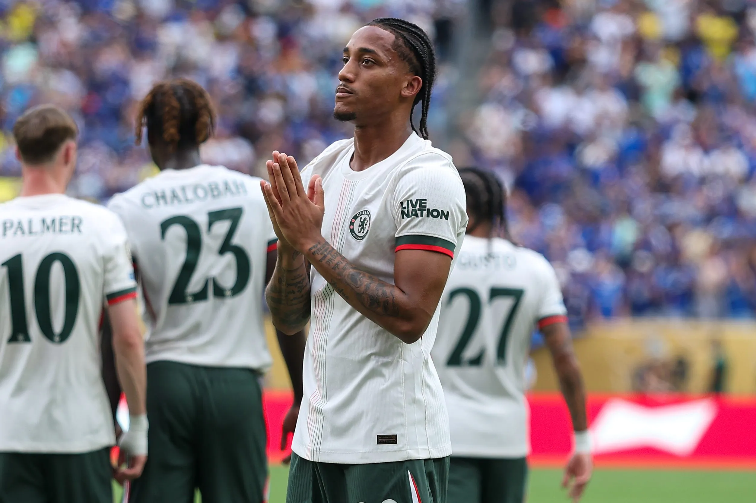 EAST RUTHERFORD, NEW JERSEY – JULY 08: Joao Pedro of Chelsea FC celebrates scoring his team’s first goal during the FIFA Club World Cup 2025 semi-final match between Fluminense FC and Chelsea FC at MetLife Stadium on July 08, 2025 in East Rutherford, New Jersey. (Photo by Buda Mendes/Getty Images)