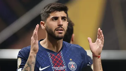 ATLANTA, GEORGIA – JULY 05: Lucas Beraldo #4 of Paris Saint-Germain reacts during the FIFA Club World Cup 2025 quarter final match between Paris Saint-Germain and FC Bayern München at Mercedes-Benz Stadium on July 05, 2025 in Atlanta, Georgia. (Photo by Alex Grimm/Getty Images)