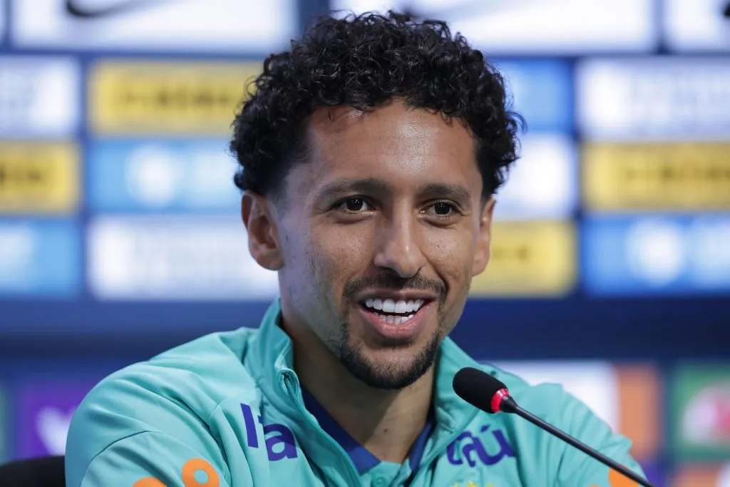 SP – SAO PAULO – 03/06/2025 – BRASIL, COLETIVA – Marquinhos jogador do Brasil durante coletiva de imprensa antes do treino da equipe realizado no CT Joaquim Grava. Foto: Ettore Chiereguini/AGIF