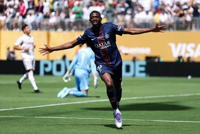 Dembelé comemorando gol pelo PSG –  (Photo by Dan Mullan/Getty Images)