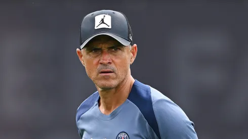 PISCATAWAY, NEW JERSEY – JULY 11: Luis Enrique, Head Coach of Paris Saint-Germain, looks on during a Paris Saint-Germain Training Session ahead of their FIFA Club World Cup 2025 Final match between Chelsea FC and Paris Saint-Germain at Rutgers University on July 11, 2025 in Piscataway, New Jersey. (Photo by David Ramos/Getty Images)