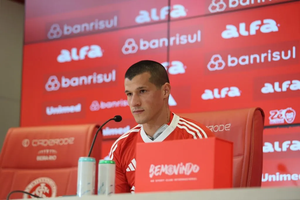 Alan Benítez no dia de sua apresentação no Internacional. Foto: Ricardo Duarte / Internacional