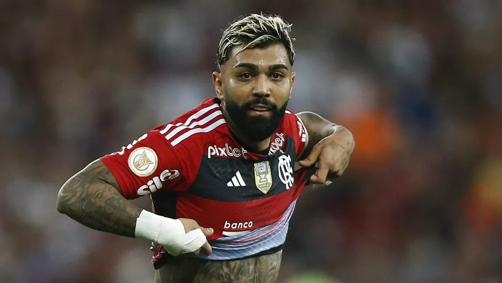 Gabigol comemorando gol pelo Flamengo. (Photo by Wagner Meier/Getty Images)