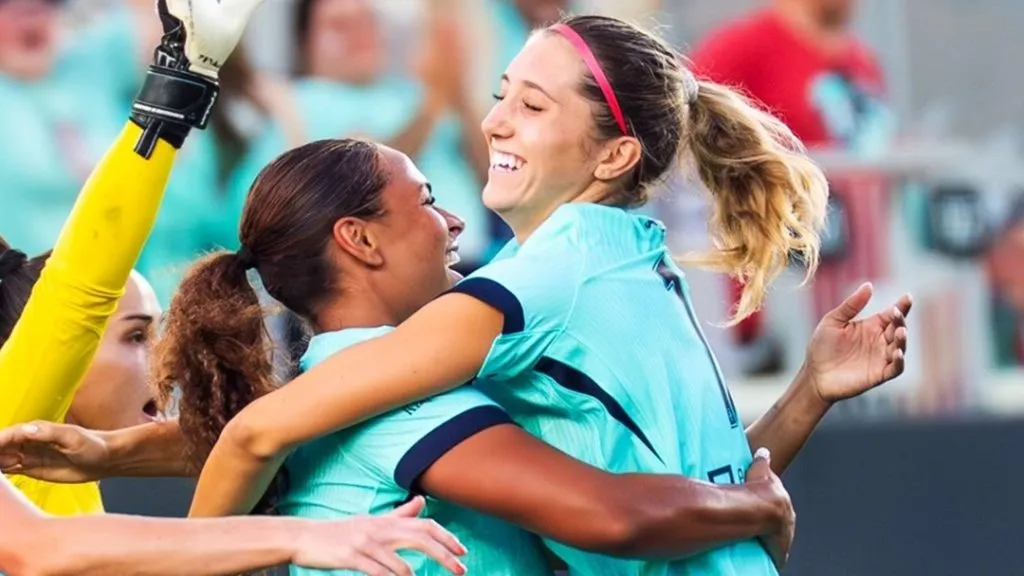 Jogadoras do Kansas City Current comemora gol contra o Corinthians (Reprodução/Thekccurrent)