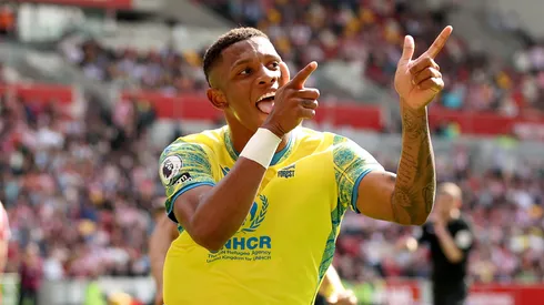 Danilo of Nottingham Forest celebrates after scoring the team's first goal during the Premier League match between Brentford FC and Nottingham Forest at Brentford Community Stadium on April 29, 2023 in Brentford, England.